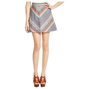 Free People Yours Truly Multicolor A-Line Mini Skirt